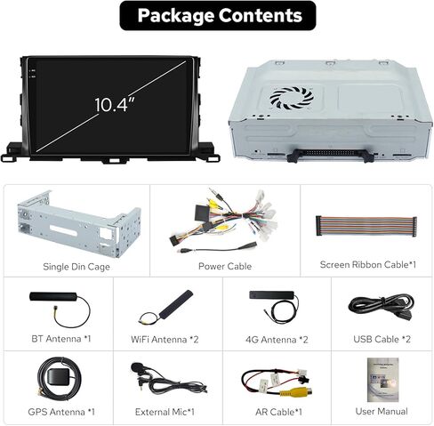 JOYING Car Radio for Toyota Highlander 2014-2019, Android 13 Car Stereo, 10.4 Inch 2K QLED Touch Screen 12GB+256GB with CarPlay & Android Auto, Mirror Link, SWC, AM/FM, GPS, Bluetooth(JY-TT155N12) in Kuwait