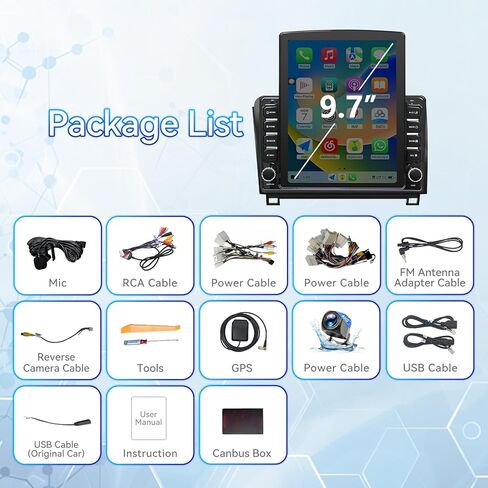 9.7 بوصة Android 14 راديو السيارة متوافق مع Toyota Tundra 2007-2013 Sequoia 2008-2018 شاشة تعمل باللمس مع CarPlay اللاسلكي وAndroid Auto FM ترقية راديو FM بلوتوث GPS للملاحة الاحتياطية in Kuwait