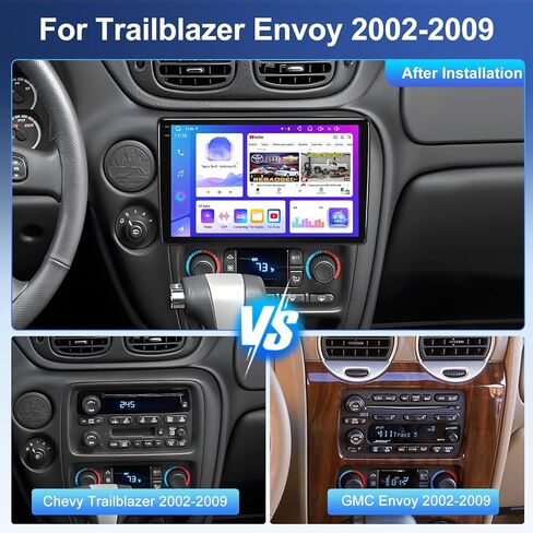 ستيريو سيارة 9 بوصة لسيارة شيفروليه تريل بليزر 2002-2009، جي إم سي إنفوي 2002-2009، 4+64G Android 15 QLED لمس راديو السيارة مع CarPlay/Android Auto، GPS، كاميرا احتياطية AHD، بلوتوث 5.4، واي فاي in Kuwait