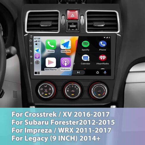 راديو Android لـ Crosstrek/XV، Forester، Impreza/Wax، Legacy، مع شاشة لمس 9 بوصة، 2 جيجابايت + 64 جيجابايت، دعم Carplay، Android Auto، SWC، WiFi، بلوتوث، راديو FM AM، مع كاميرا خلفية in Kuwait