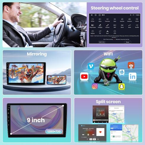 راديو Android لـ Crosstrek/XV، Forester، Impreza/Wax، Legacy، مع شاشة لمس 9 بوصة، 2 جيجابايت + 64 جيجابايت، دعم Carplay، Android Auto، SWC، WiFi، بلوتوث، راديو FM AM، مع كاميرا خلفية in Kuwait