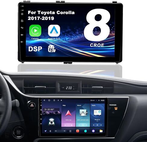 8 Core for Toyota Corolla Radio 2017-2019: 10.1'' Android 15 Car Radio Upgrade Wireless CarPlay & Android Auto with WiFi 6, Bluetooth, GPS, AM/FM, DSP&EQ, SWC, 1080P Backup Camera (4GB RAM+64GB ROM) in Kuwait