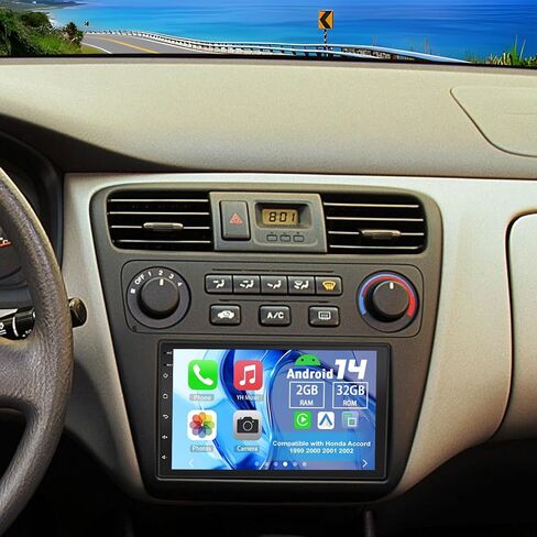 راديو ترقية ستيريو للسيارة Android 14 Double Din لسيارة Honda Accord 1999 2000 2001 2002,7 بوصة شاشة لمس مع تشغيل لاسلكي Android Auto GPS WiFi Bluetooth RDS DSP SWC Mirrorlink Mic كاميرا احتياطية in Kuwait