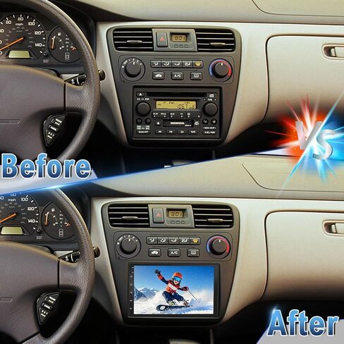 راديو ترقية ستيريو للسيارة Android 14 Double Din لسيارة Honda Accord 1999 2000 2001 2002,7 بوصة شاشة لمس مع تشغيل لاسلكي Android Auto GPS WiFi Bluetooth RDS DSP SWC Mirrorlink Mic كاميرا احتياطية in Kuwait