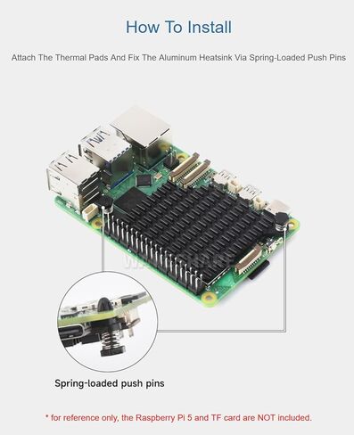 مبدد حراري من الألومنيوم لجهاز Raspberry Pi 5، مع وسادات حرارية ودبابيس دفع محملة بنابض @XYGStudy (Pi 5 Pi5-Active-Cooler-C) in Kuwait