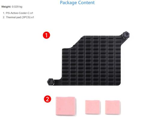 مبدد حراري من الألومنيوم لجهاز Raspberry Pi 5، مع وسادات حرارية ودبابيس دفع محملة بنابض @XYGStudy (Pi 5 Pi5-Active-Cooler-C) in Kuwait