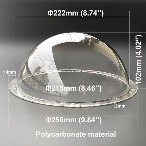 9 Inch Clear Polycarbonate Optical Hemispherical Cover, Surveillance Security Camera Dome Cover, Half Ball Camera Lens Transparent Plastic Cap for High Speed Spherical PTZ Dome Camera in Kuwait