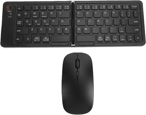 XUMIUZIY Foldable Bluetooth Keyboard Mouse Combo, Portable 67 Keys Wireless Keyboard, 2400 DPI Silent Mouse, USB C Rechargeable, for iOS / / Wins Device (Black) in Kuwait