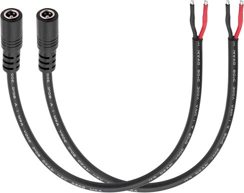2 قطعة 1FT 14AWG 15A 12V DC كابل أسلاك التوصيل المصنوعة، 5.5 مم × 2.5 مم مقبس برميل ذكر إلى سلك عاري كابل إصلاح مفتوح النهاية لكاميرا CCTV الأمنية، DVR، شريط LED بديل لإمداد الطاقة in Kuwait