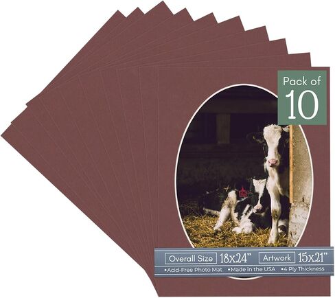 CountryArtHouse Metallic Gold Acid Free 18x24 Oval Picture Frame Mat with White Core Bevel Cut for 15x21 Pictures - Fits 18x24 Frame - Pack of 1 Matboard in Kuwait