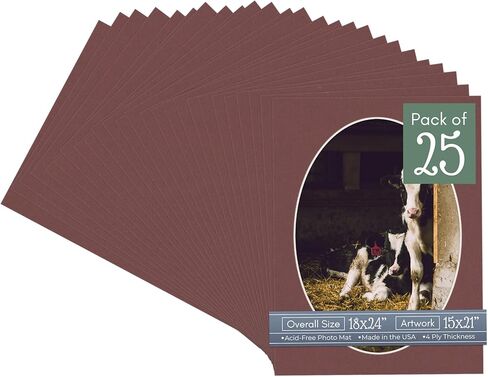 CountryArtHouse Metallic Gold Acid Free 18x24 Oval Picture Frame Mat with White Core Bevel Cut for 15x21 Pictures - Fits 18x24 Frame - Pack of 1 Matboard in Saudi Arabia