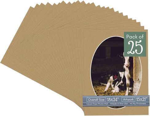 CountryArtHouse Metallic Gold Acid Free 18x24 Oval Picture Frame Mat with White Core Bevel Cut for 15x21 Pictures - Fits 18x24 Frame - Pack of 1 Matboard in Saudi Arabia