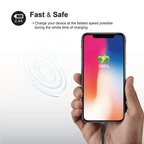 جيجاستون 【10 عبوات】 كابل شحن لأجهزة Apple Lightning، شحن سريع 3 أقدام 12 وات، متوافق مع iPhone وiPad، الشحن فقط، مزامنة البيانات غير مدعومة، أسود in Kuwait