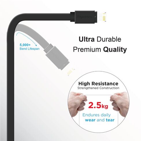 جيجاستون 【10 عبوات】 كابل شحن لأجهزة Apple Lightning، شحن سريع 3 أقدام 12 وات، متوافق مع iPhone وiPad، الشحن فقط، مزامنة البيانات غير مدعومة، أسود in Kuwait