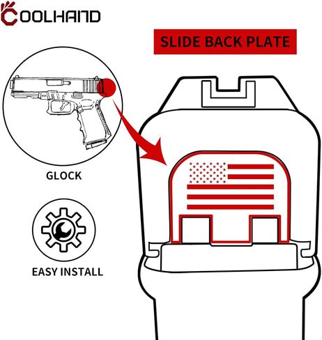 لوحة خلفية منزلق بديلة من الألومنيوم يدوية رائعة لـ Glock، تناسب معظم الموديلات Gen 1-5، باستثناء G20، G42، G43، G43X أو G48، تصميمات العلم الأمريكي الأمريكي in Kuwait