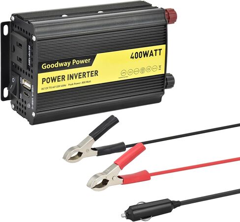 محول طاقة موجة جيبية مدمج وخفيف الوزن معدل DC12V إلى AC110-120V 60 هرتز مع طاقة الإخراج المقدرة 100 واط، 200 واط، 300 واط، 400 واط للاختيار ((400، واط) in Kuwait