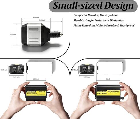 محول طاقة موجة جيبية مدمج وخفيف الوزن معدل DC12V إلى AC110-120V 60 هرتز مع طاقة الإخراج المقدرة 100 واط، 200 واط، 300 واط، 400 واط للاختيار ((400، واط) in Kuwait