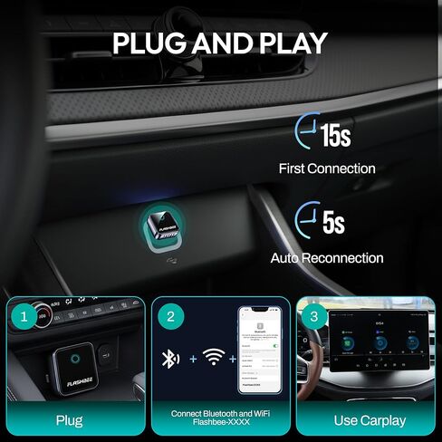 2026 [2 في 1] أحدث محول CarPlay & Android Auto اللاسلكي، يحول السلك إلى لاسلكي، إعادة توصيل تلقائي سريع، واي فاي ثنائي النطاق 5 جيجا هرتز + بلوتوث 5.3، متوافق مع USB-A وUSB-C، تصميم صغير in Kuwait
