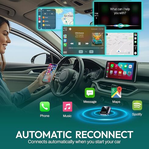 2026 [2 في 1] أحدث محول CarPlay & Android Auto اللاسلكي، يحول السلك إلى لاسلكي، إعادة توصيل تلقائي سريع، واي فاي ثنائي النطاق 5 جيجا هرتز + بلوتوث 5.3، متوافق مع USB-A وUSB-C، تصميم صغير in Kuwait