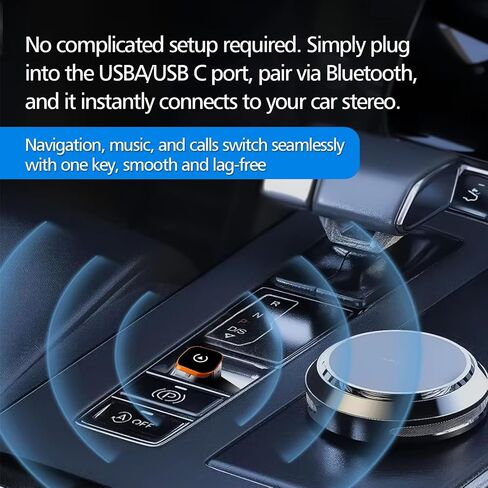 محول CarPlay لاسلكي 2 في 1 ومحول Android Auto - ترقية Car Play Mini السلكي إلى محول لاسلكي | التوصيل والتشغيل، اتصال مستقر بدون تأخير لأجهزة iPhone وAndroid، برتقالي in Kuwait
