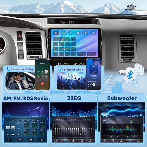 راديو سيارة 8 Core 6+64G لسيارة Toyota Tundra 2007-2013 مع CarPlay اللاسلكي وAndroid Auto، شاشة لمس OLED 10.1 بوصة Android 14 Toyota Tundra Radio Stereo، SWC/AM/FM/RDS، كاميرا 1080P in Kuwait