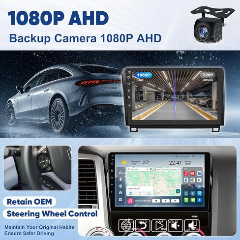راديو سيارة 8 Core 6+64G لسيارة Toyota Tundra 2007-2013 مع CarPlay اللاسلكي وAndroid Auto، شاشة لمس OLED 10.1 بوصة Android 14 Toyota Tundra Radio Stereo، SWC/AM/FM/RDS، كاميرا 1080P in Kuwait