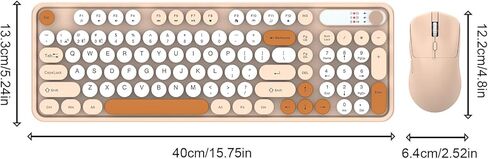 Wireless Keyboard and Mouse Combo, 98 Keys Dual Mode 2.4G BT Rechargeable, Ergonomic Design with 1800 DPI Mouse, for PC Laptop Computer Office Gaming (Milk Tea) in Kuwait