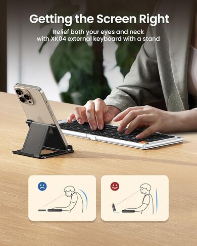 ProtoArc EM15 Bluetooth Wireless Mouse ＆ XK04 Portable Bluetooth Keyboard with PU Leather Cover in Kuwait