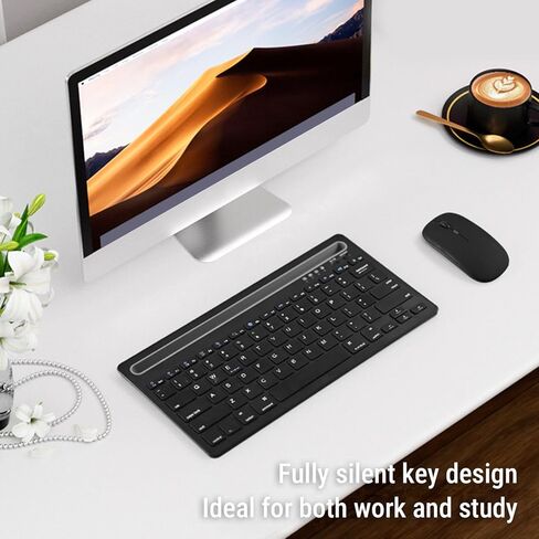 Yunseity Wireless Keyboard Mouse Combo, Dual Mode Bluetooth 5.0 and 2.4G Rechargeable, with Ergonomic Mouse and Scissor Switch Keys, for PC Laptop Tablet Phone iOS OS X in Kuwait