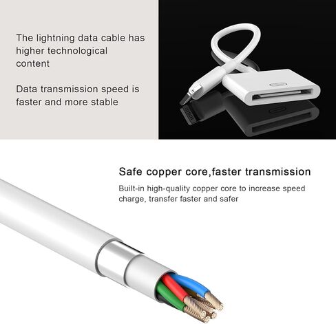 محول Lightning إلى 30 Pin Female لهاتف iPhone، [معتمد من Apple MFi] 8 Pin إلى 30 Pin محول شحن ونقل بيانات لهاتف iPhone 14 13 12 11 Xs X 8 7 6 5 4 iPad iPod - بدون دعم صوتي (أبيض) in Kuwait