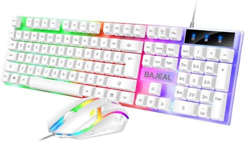 مجموعة لوحة المفاتيح والماوس السلكية | إضاءة خلفية RGB | 104 مفاتيح | ماوس 1600 ديسيبل متوحد الخواص | يو اس بي (أسود) in Kuwait