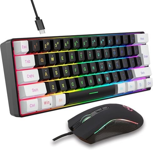 Gaming Keyboard and Mouse Combo,Wired Gaming Mouse,Colorful LED Lighting,4-Level DPI Max 3600DPI for PC Laptop in Kuwait