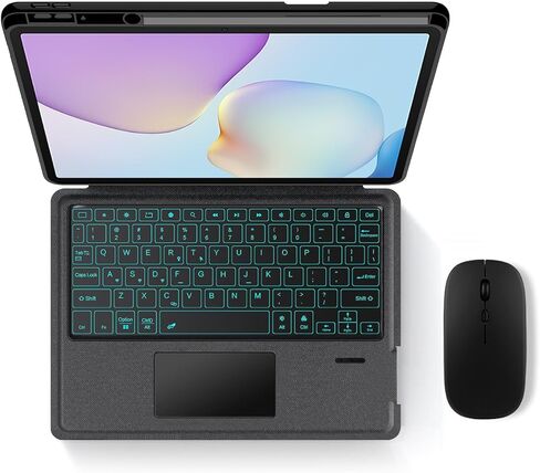 حافظة لوحة مفاتيح لهاتف Huawei MatePad 10-13.2 بوصة 8.8 بوصة، غطاء مغناطيسي قابل للفصل مع لوحة تتبع وماوس وإضاءة خلفية بـ 7 ألوان (أسود، MatePad Pro 12.6 بوصة 2021/22) in Kuwait
