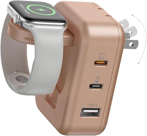 100W 4in1 Charger with Apple Watch Charging, Fast USB C Charger Block Dual Foldable Travel Essentials for iPhone 17/16/15 Series, iPad, MacBook Pro/Air, iWatch in Kuwait