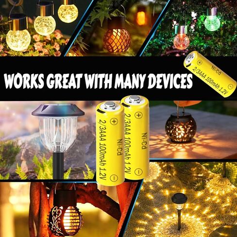 Ni-CD 2/3AAA 100mAh 1.2V Rechargeable Solar Light Battery, 4 Packs 2 /3AAA Batteries for Outdoor Solar Lights，Hanging Lanterns in Kuwait