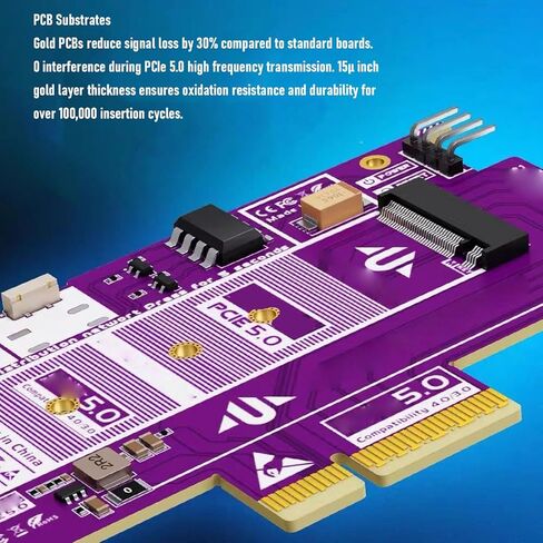 بطاقة محول EBTOOLS PCIe 5.0 إلى M.2 NVMe، بطاقة توسيع SSD عالية السرعة 128 جيجابت في الثانية مع وظيفة بدء التشغيل عن بعد، لخادم NAS لألعاب الكمبيوتر in Kuwait