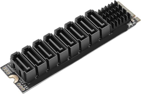 محول EBTOOLS M.2 إلى SATA، 8 منافذ PCIe 3.0 x2 مع عرض نطاق ترددي 16 جيجابت في الثانية، يحول مفتاح M.2 إلى 8 منافذ ATA 3.0 تسلسلية، ويدعم محركات أقراص HDD SSD NAS، مع مبدد حرارة من الألومنيوم in Kuwait