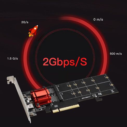 بطاقة محول GOWENIC Dual M.2 NVMe SSD، 2 منفذ M. NVMe SSD إلى بطاقة توسيع PCIe 3.1 X8 X16 لدعم اللوحة الأم للكمبيوتر المكتبي 2230 2242 2260 2280 22110 مع دعامة in Kuwait