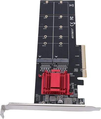 بطاقة محول GOWENIC Dual M.2 NVMe SSD، 2 منفذ M. NVMe SSD إلى بطاقة توسيع PCIe 3.1 X8 X16 لدعم اللوحة الأم للكمبيوتر المكتبي 2230 2242 2260 2280 22110 مع دعامة in Kuwait