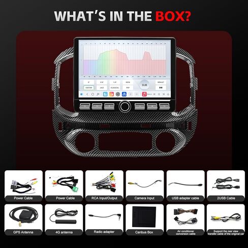 QLED Radio for Chevy Chevrolet Colorado GMC Canyon Upgrade for 2015 2016 2017 2018 2019 Non-Bose Models,Carbon Fiber Style,Touch Screen Stereo Replacement,Wireless carplay Android auto,4G Network in Kuwait