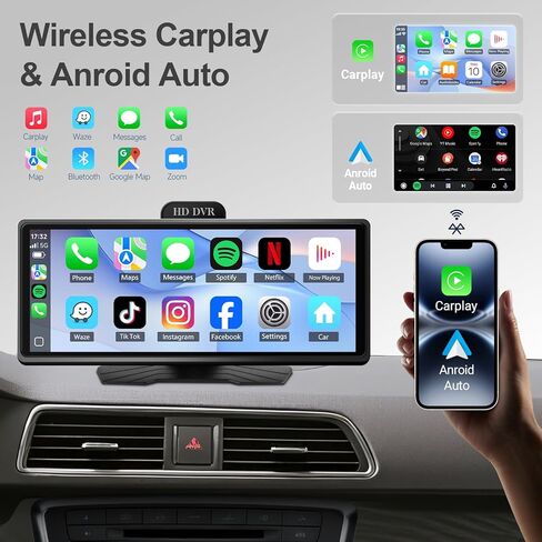 CarPlay اللاسلكي وAndroid Auto - قم بتوصيل جهاز iPhone أو Android الخاص بك بسهولة من أجل النسخ المتطابق للهواتف الذكية والملاحة والتحكم في التطبيقات بدون كابلات. in Kuwait
