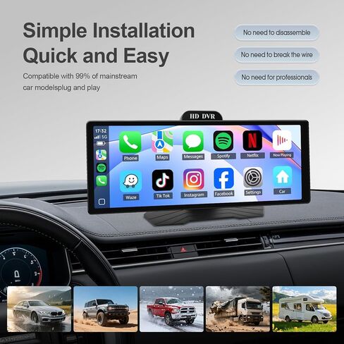 CarPlay اللاسلكي وAndroid Auto - قم بتوصيل جهاز iPhone أو Android الخاص بك بسهولة من أجل النسخ المتطابق للهواتف الذكية والملاحة والتحكم في التطبيقات بدون كابلات. in Kuwait