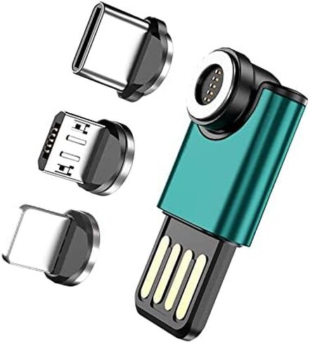 BoxWave Cable Compatible with Logitech G Cloud Gaming Handheld 940-000198 (7 in) - MagnetoSync mini Adapter, Magnet Charging Cable USB Type-C Micro USB - Teal in Kuwait