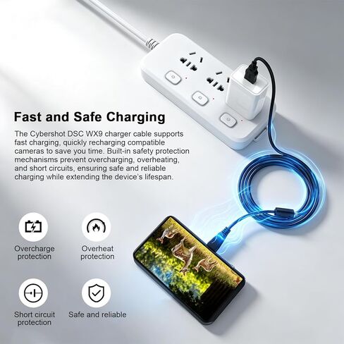 VMC-MD3 Cable Compatible with Sony Cyber-Shot DSC-W350 W360 W380 W390 W560 W570 WX7 WX9 WX30 H70 TX100 TX66 Digital Camera, VMC-MD3 USB Cable for Laptop, PC, 4.9ft in Kuwait