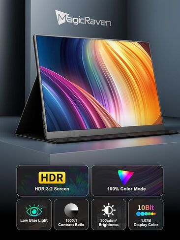 شاشة MAGICRAVEN سلكية محمولة للكمبيوتر المحمول، شاشة محمولة مقاس 15.6 بوصة - شاشة ثانية بدقة 1080 بكسل FHD للمنزل والمكتب in Kuwait