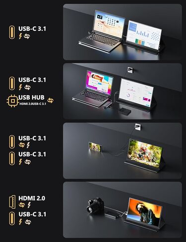 شاشة MAGICRAVEN سلكية محمولة للكمبيوتر المحمول، شاشة محمولة مقاس 15.6 بوصة - شاشة ثانية بدقة 1080 بكسل FHD للمنزل والمكتب in Kuwait