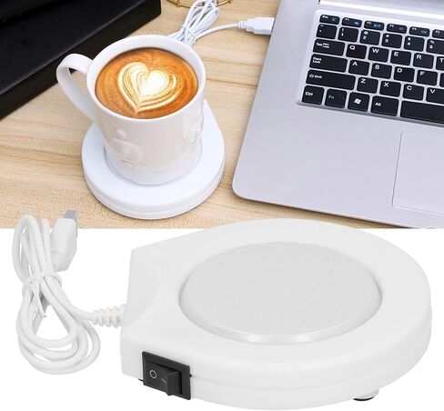 حصيرة تسخين فنجان القهوة USB فعالة للوازم المكتبية والمنزلية مع واجهة USB للشاي بالحليب باللون الأبيض in Kuwait