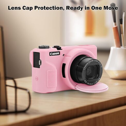 Case for Canon PowerShot G7 X Mark III Digital Camera, Soft Anti-Scratch Protective Cover with Removable Lens Cap, Compatible with DSLR, Includes 2 Screen Protectors and 1 Wrist Strap (Pink) in Kuwait