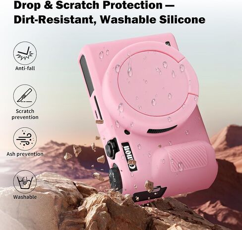 Case for Canon PowerShot G7 X Mark III Digital Camera, Soft Anti-Scratch Protective Cover with Removable Lens Cap, Compatible with DSLR, Includes 2 Screen Protectors and 1 Wrist Strap (Pink) in Kuwait