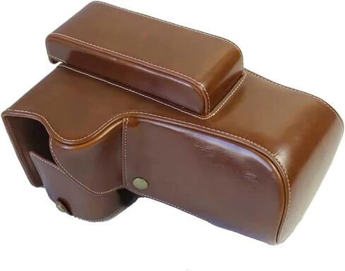 YODZ Vintage Leather Camera Case Bag for Nikon COOLPIX P1000 Camera - Black/Brown/Brass, with Mini Storage Bag + Removable Strap + Leather Wrist Band,Brass in Kuwait